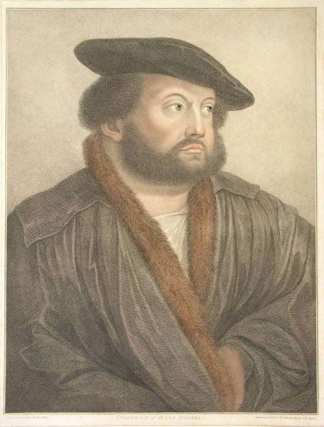 Francesco Bartolozzi stipple engraving: Francesco Bartolozzi- ''Portrait of Han Holbein''- stipple engraving after Hans Holbein, margins trimmed, minor foxing throughout. 20 x 15 1/4''