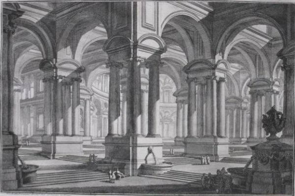 Giovanni Piranesi etching: Giovanni B. Piranesi- ''Gruppo de Scale..... Rappresentanze Teatrali''- engraving. 9 1/4 x 14 1/8''