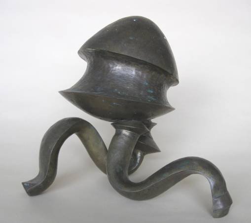 Jerome Aidlin brass sculpture: Jerome Aidlin- ''Mound of the Sun''- brass sculpture, surface pitted with corrosion. 10''h