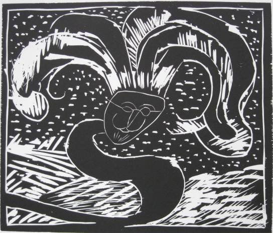 Pierre Alechinsky woodcut: Pierre Alechinsky- Untitled- woodcut, 1973, signed and numbered 77/150 in pencil, from 'Au fil Du bois', very good condition. 19 3/4 x 23 1/2''