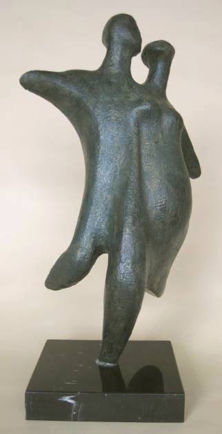 Augusto Escobedo- Two Figures- bronze sculpture: Augusto Escobedo- Two Figures- bronze sculpture, 1967, monogram and dated on back, set in marble base, very good condition. 19''h