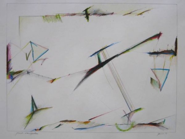 Jeff Fauser colored pencil on paper: Jeff G. Fauser- ''First Variegation''- colored pencil on paper, 1973, signed, dated and tilted in pencil, very good condition. 10 1/2 x 13 3/4''