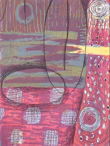 Karen Kunc etching in colors: Karen Kunc- ''Echo Sight''- etching in colors, 1992, signed, dated, titled and numbered 37/50 in pencil, very good condition. 16 x 12''