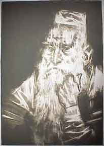 Jack Levine lithograph: Jack Levine- ''Rabbi in White''- lithograph, 1983, signed and numbered 26/50 in pencil, very good condition. 27 3/4 x 19 1/4''