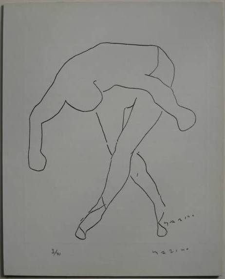 Marino Marini lithograph: Marino Marini- Dancer- lithograph, signed and numbered 3/40 in pencil, laid down. 9 x 7 1/4''