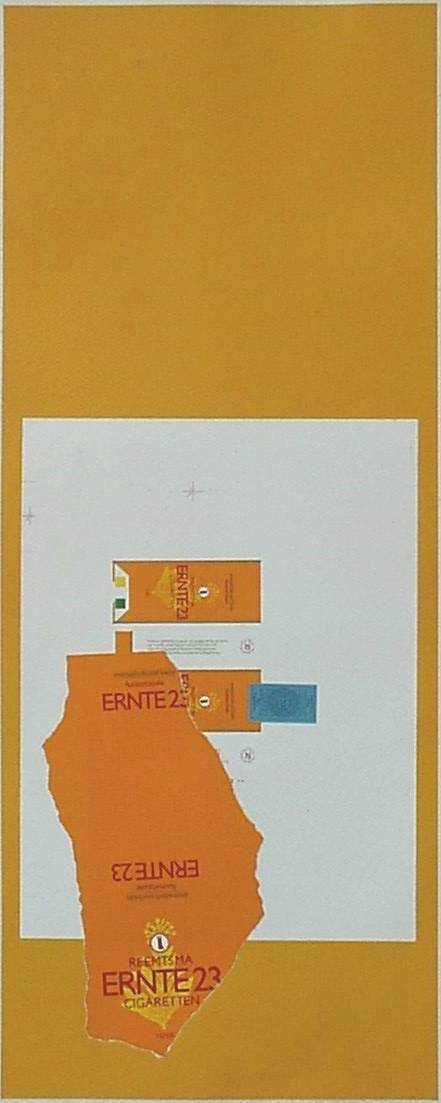 Robert Motherwell lithograph with collage: Robert Motherwell- ''Summer Light Series: Harvest with Leaf'' (Belknap 123)- lithograph with collage, 1973, signed and numbered 48/54 in pencil, published by Gemini. 30 x 12''