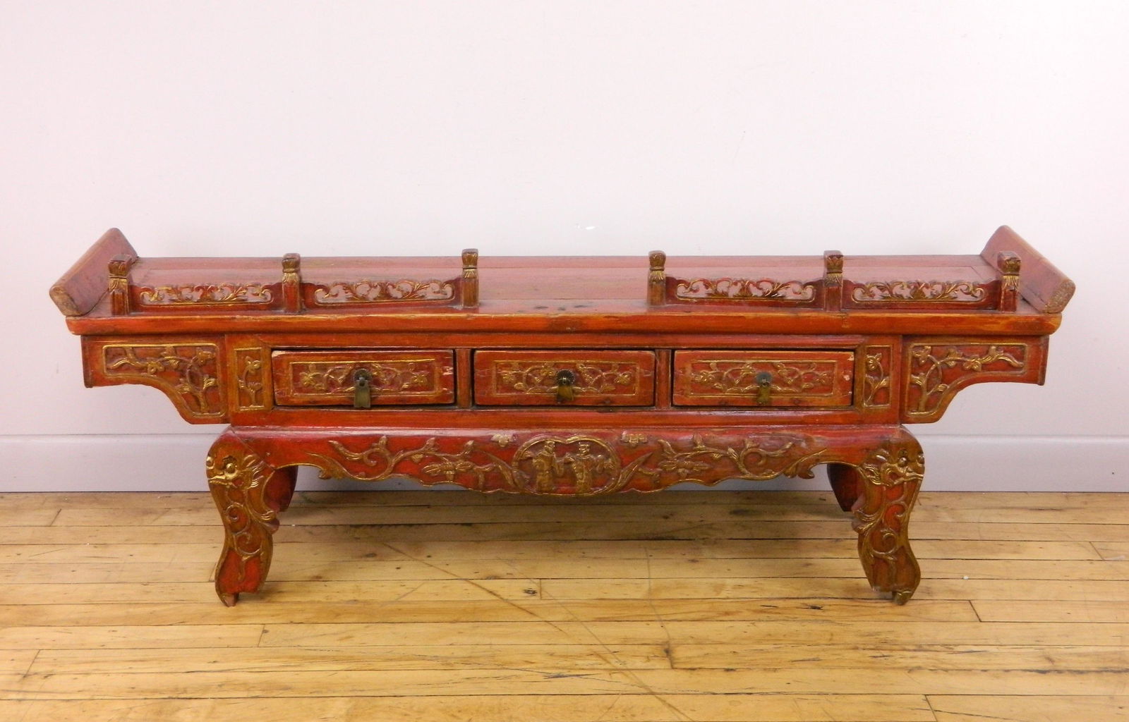 Asian gilt red lacquer altar (1 of 4)