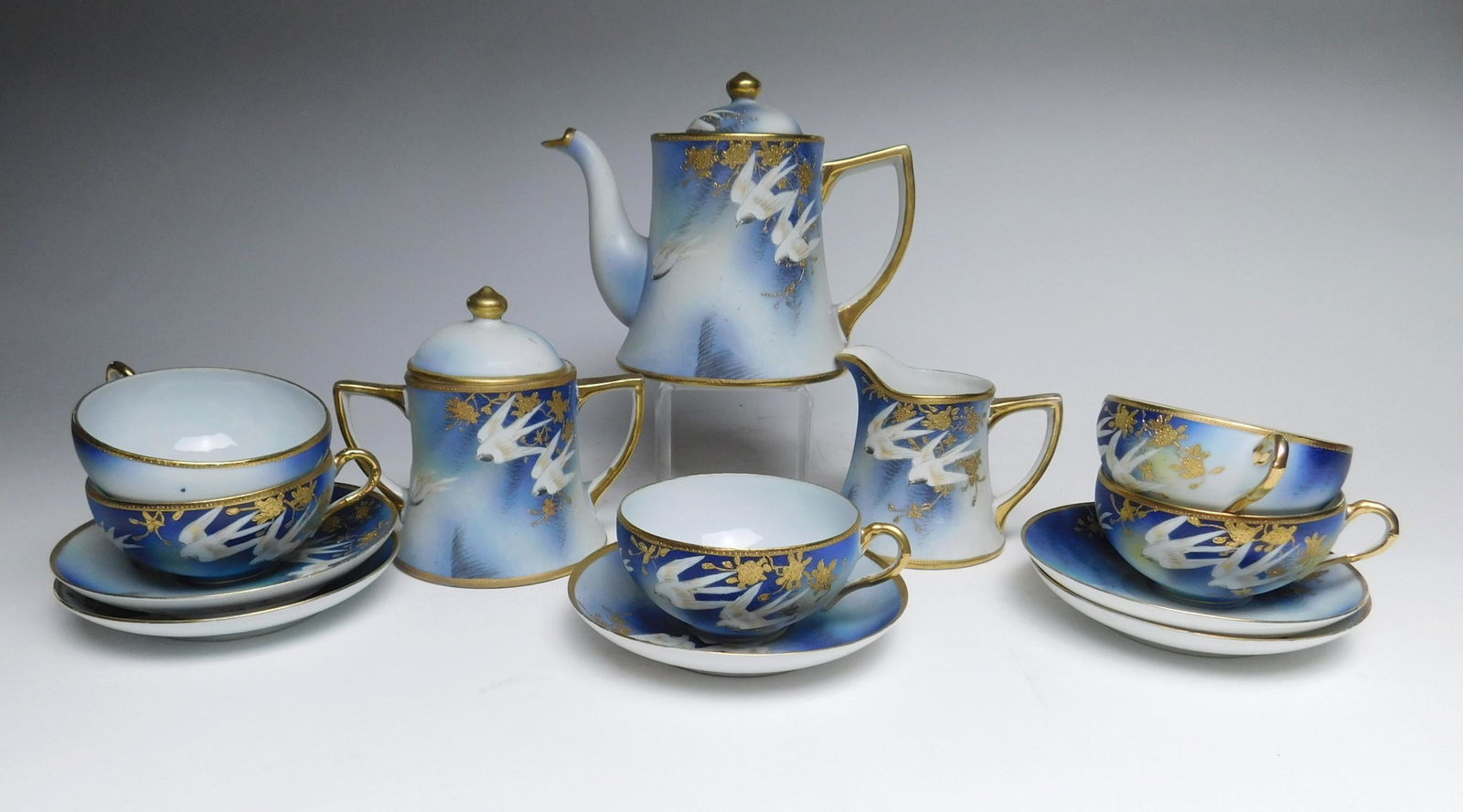 13 Pc Nippon hand-painted porcelain tea set (1 of 3)