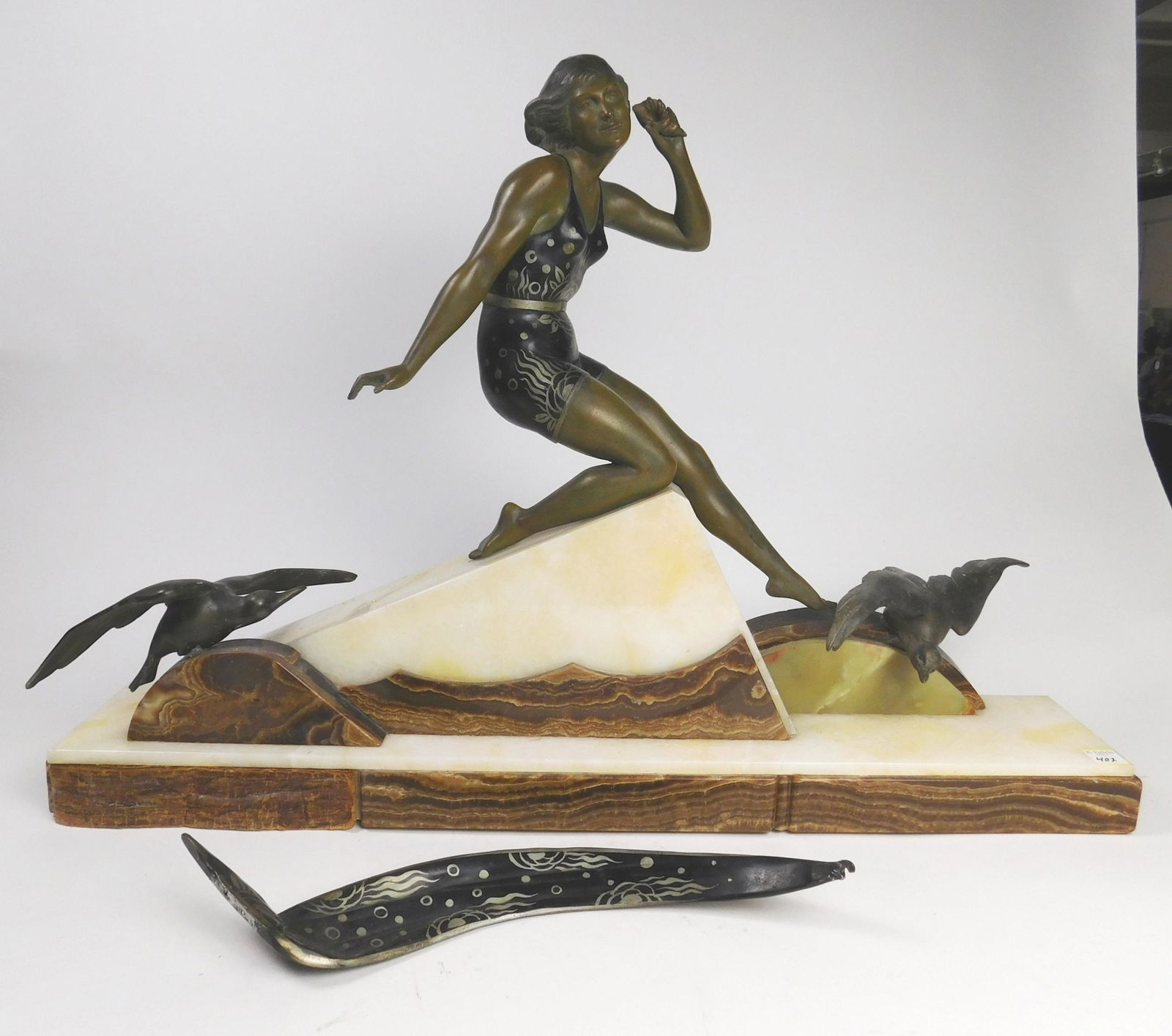 Art Deco metal and marble statue (1 of 13)