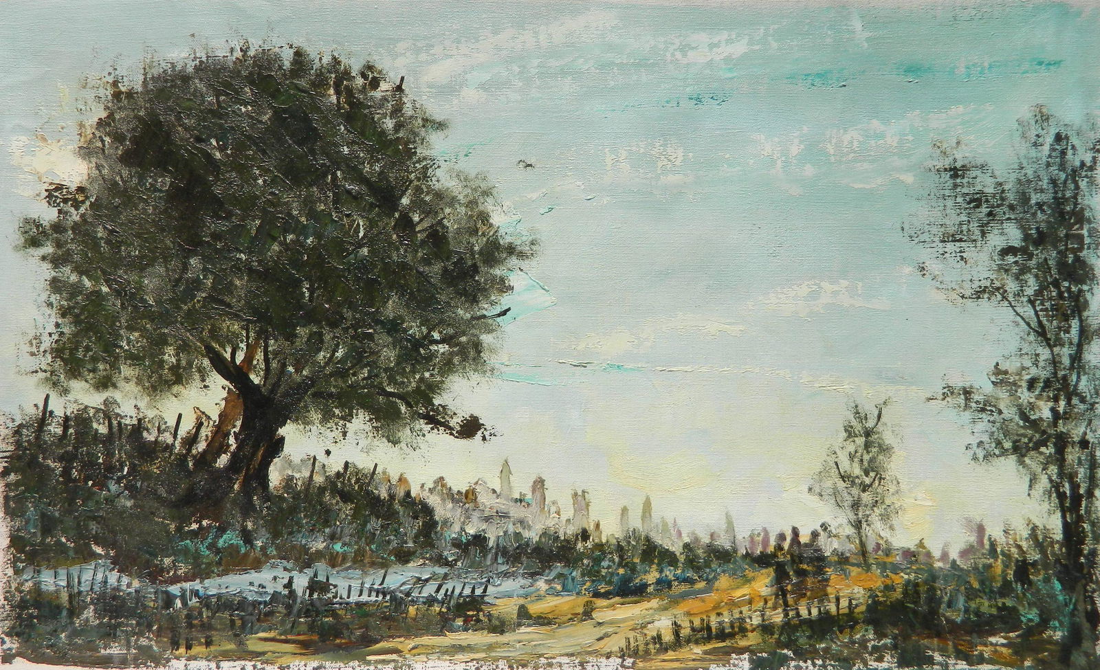 Albert Pels oil: Albert Pels (American 1910-1998)- Summer Landscape- oil on canvas, good condition. 12 1/2 x 20 3/4''