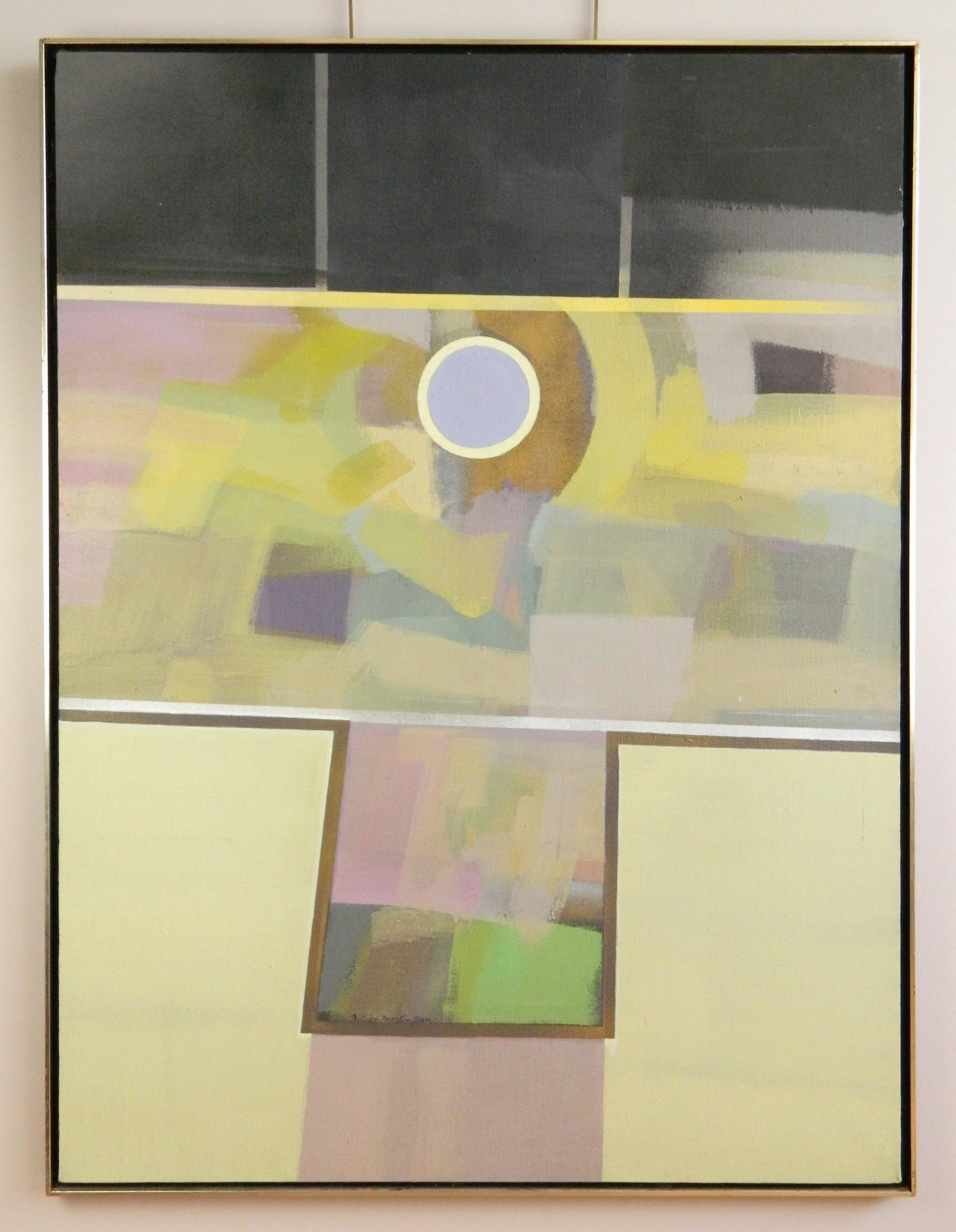 William Martin Jean acrylic: William Martin Jean (American 1936- )- ''Form I''- acrylic on canvas, signed William Martin Jean lower center, from the Central Form series, framed, good condition. 48 x 36''