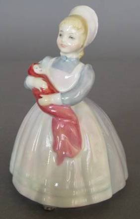 Royal Doulton Porcelain Figurine: Royal Doulton Porcelain Figurine- ''Rag Doll'' HN 2142, designed by Margaret Davies, issued 1954-1975, very good condition. 4 3/4''