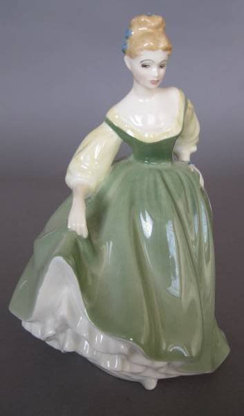 Royal Doulton Porcelain Figurine: Royal Doulton Porcelain Figurine- ''Fair Lady'' HN 2193, designed by Margaret Davies, issued 1963-1996, signed in black pen on bottom- 'Michael Doulton 15.Nov: 1979, very good condition. 7 1/4''