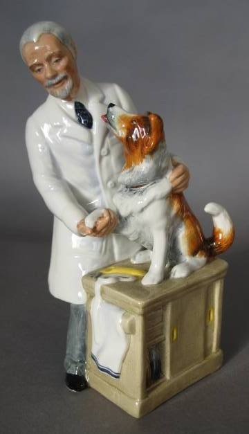 Royal Doulton Porcelain Figurine: Royal Doulton Porcelain Figurine- ''Thanks Doc'' HN 2731, designed by William K. Harper, issued 1975-1990, very good condition. 8 3/4''