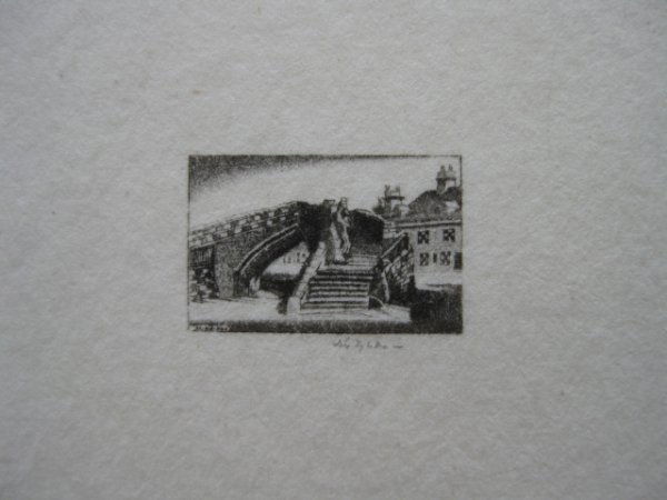 John Taylor Arms 2 etchings: John Taylor Arms- ''Triangular Bridge, Crowland, England'' (Fletcher 362); ''Patzcuaro, Michorcan, Mexico'' (F. 636)- 2 etchings, 1941, both signed in pencil, editions of about 225 plus 650, very good