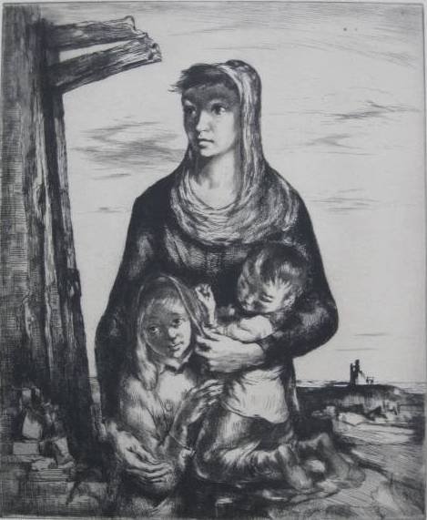 Stevan Csoka etching: Stevan Csoka- ''Fatherless''- etching, signed and titled in pencil, AAA edition of 250, minor foxing, otherwise good condition. 10 13/16 x 8 7/8''