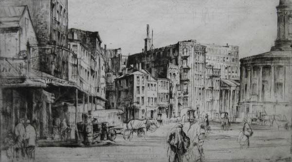 Earl Horter etching: Earl Horter- Street Scene- etching, signed in pencil, very good condition. 6 1/2 x 11 1/4''
