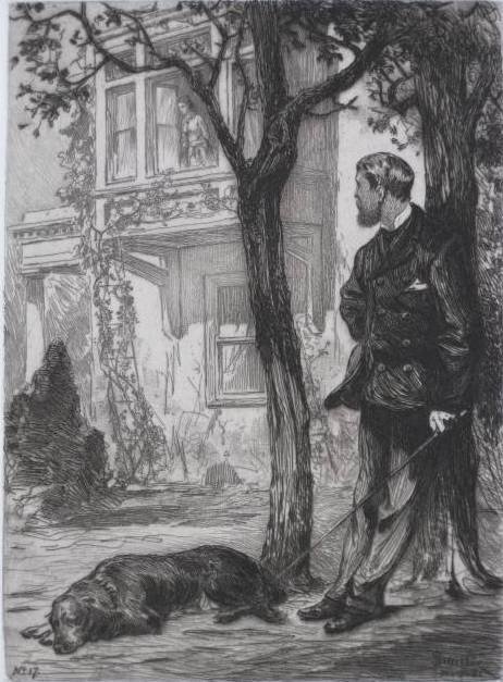 James Smillie etchings: James Smillie- ''Nocturne-Bellagio'' (Witthoft 20); ''The Apology'' (Witthoft 21)- 2 etchings, 1881, both as published in ''Poets and Etchers'' 1882, edition of 100, very good condition. 7 3/4 x 5 3/4