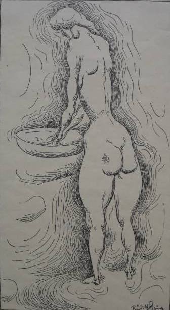 Rudolf Bauer 2 lithographs: Rudolf Bauer- Nude Female Figures- 2 lithographs, both signed in pencil. 9 1/4 x 5''; 13 1/8 x 7 1/4''