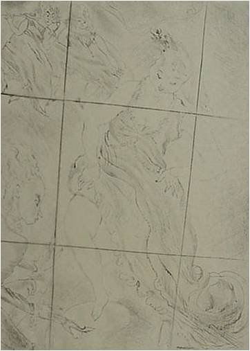 Jules Pascin etching: Jules Pascin- ''Cinderella''- etching, after plate was cancelled, paper age toned slightly, some handling creases, minor staining lower right corner away from image. 13 7/8 x 9 7/8''