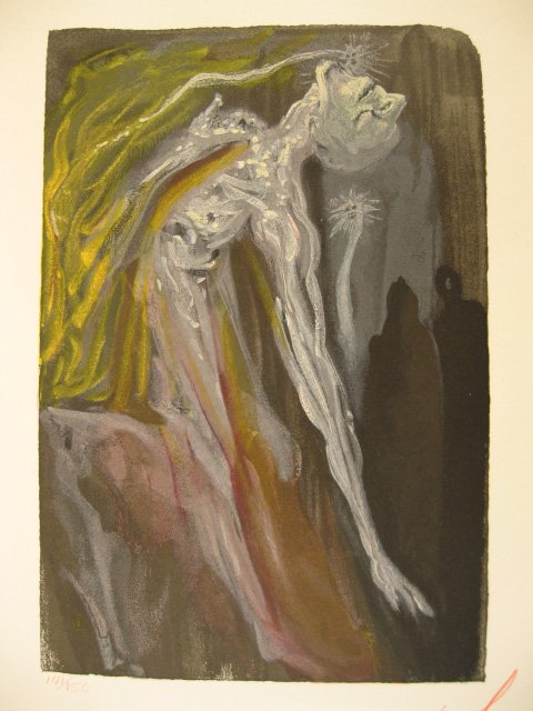 Salvador Dali woodcut in colors: Salvador Dali- ''Dante Ali''- woodcut in colors, from the portfolio 'Divine Comedie'', very good condition.