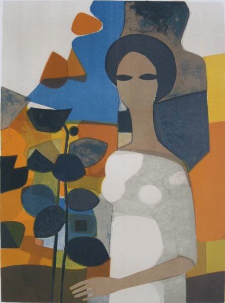 Andre Minaux lithograph: Andre Minaux- ''L'Americaine'' (Sorlier 174)- lithograph in colors, 1967, edition of 150. 25 1/2 x 19''