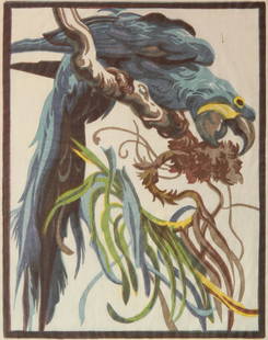 Norbertine Bresslern-Roth woodcut: Norbertine Bresslern-Roth (Austrian 1891-1978)- Parrot- woodcut in colors, signed and annotated 'hand druck' in pencil, very good condition. 9 1/2 x 7 1/2''