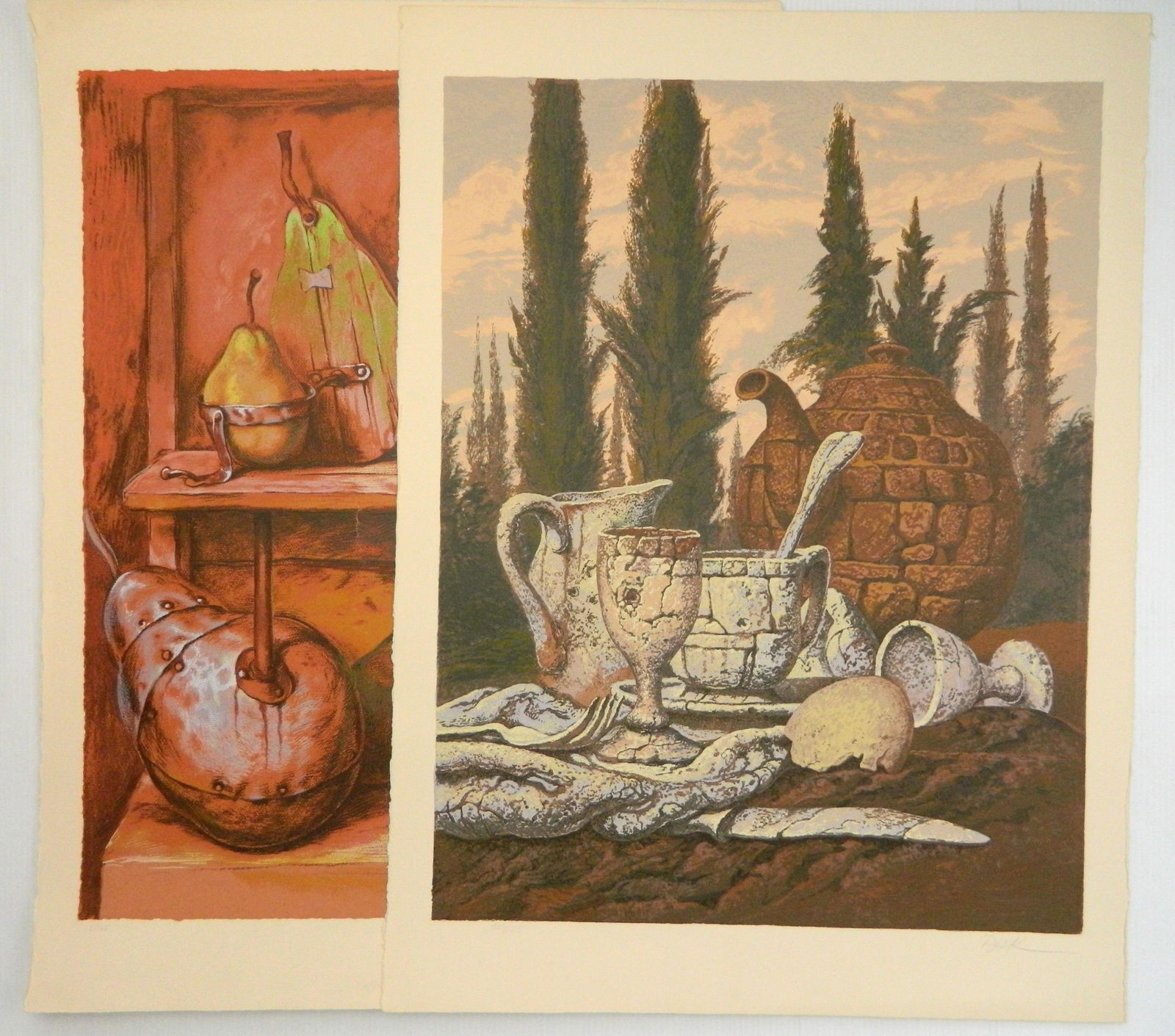 2 Samuel Bak lithographs in color: Samuel Bak (Israeli/ American 1933- )- 1). ''In the Park''- signed and numbered 66/125 in pencil. 25 1/2 x 19 1/2'' 2). Untitled- signed and numbered 5/125 in pencil. 25 1/2 x 19 3/4'' Both in very go