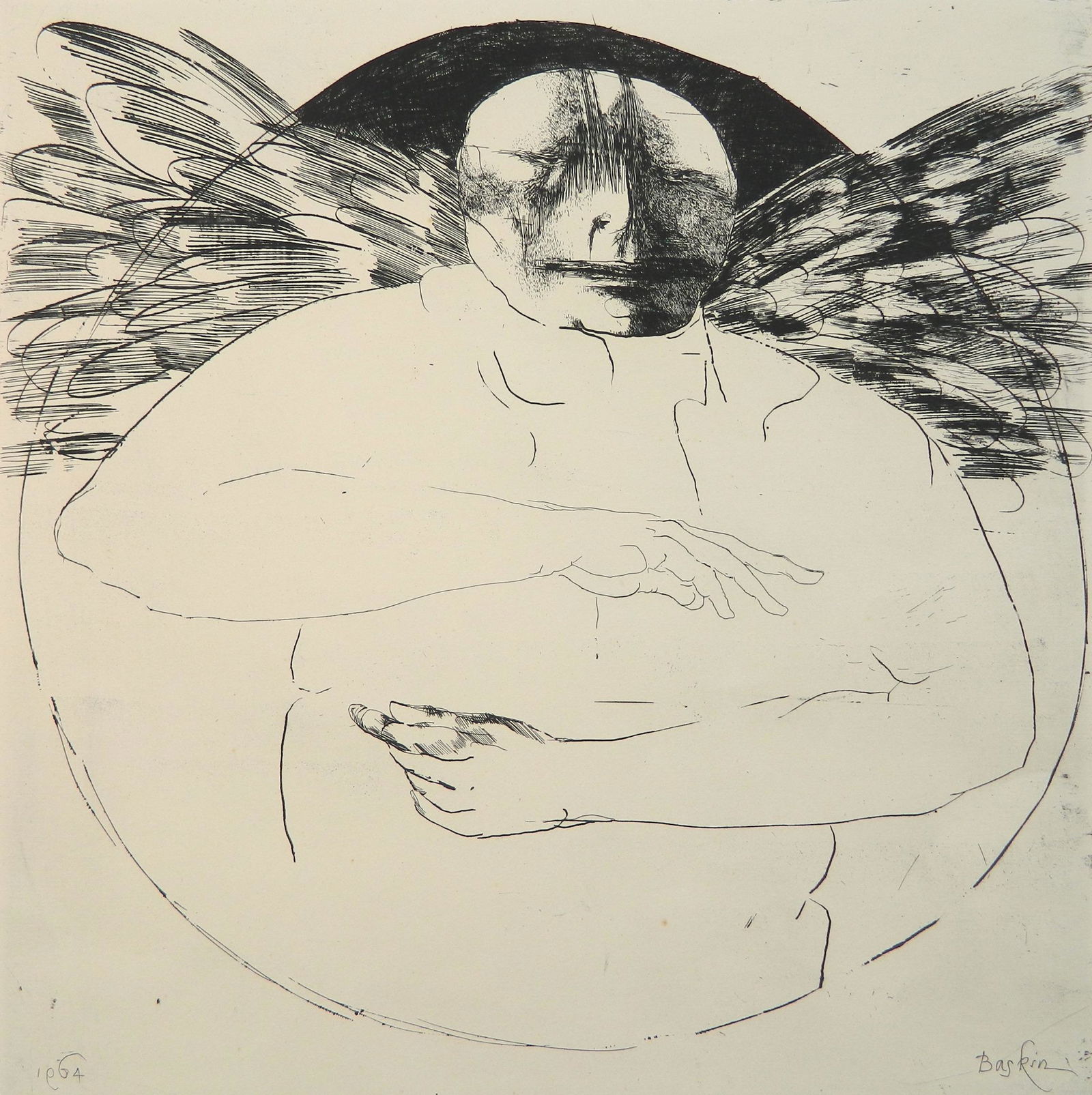 Leonard Baskin etching (1 of 4)