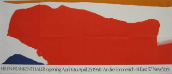 Helen Frankenthaler lithographic poster: after Helen Frankenthaler- ''Helen Frankenthaler Opening....Andre Emmerich..''- lithographic poster in colors, 1968, issued as a mailer, folds as should be, good condition. 14 1/2 x 34''