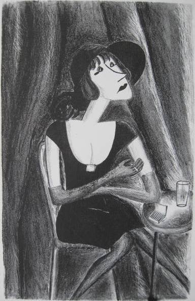 Aline Fruhauf lithograph: Aline Fruhauf- ''Vera Enters Green Hour''- lithograph, 1930, signed, dated and titled in pencil, minor foxing throughout. 9 3/4 x 6 1/4''