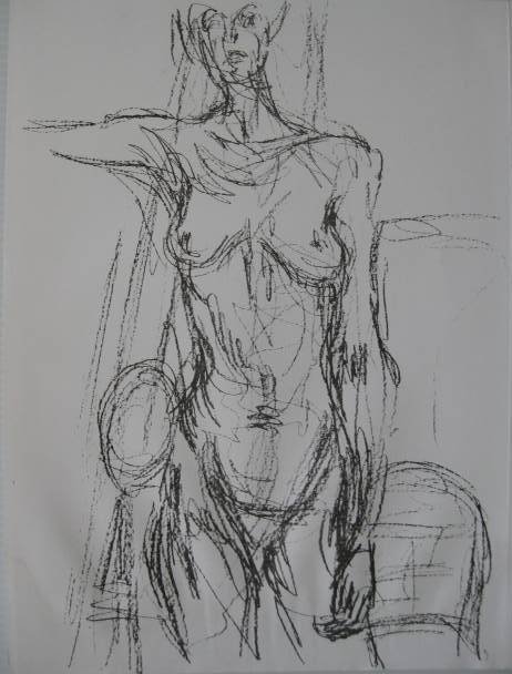 Alberto Giacometti lithograph: Alberto Giacometti- ''Nude'' (Lust 161)- lithograph, 1961, as published in Derriere Le Miroir, No. 127, very good condition. 14 7/8 x 11 3/4''
