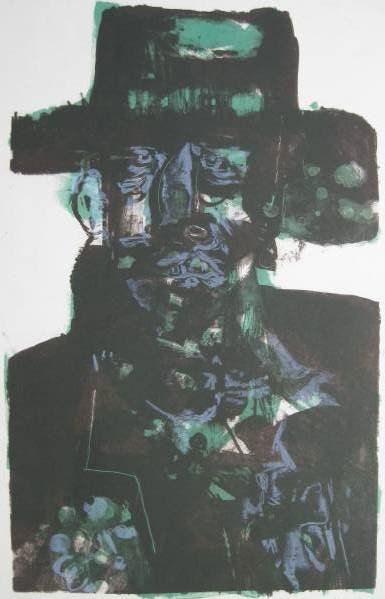 Gerson Leiber lithograph: Gerson Leiber- ''The Angry Prophet''- lithograph, signed, dated, titled and numbered in pencil, minor staining and soiling, otherwise good condition. 19 1/2 x 12 1/2''