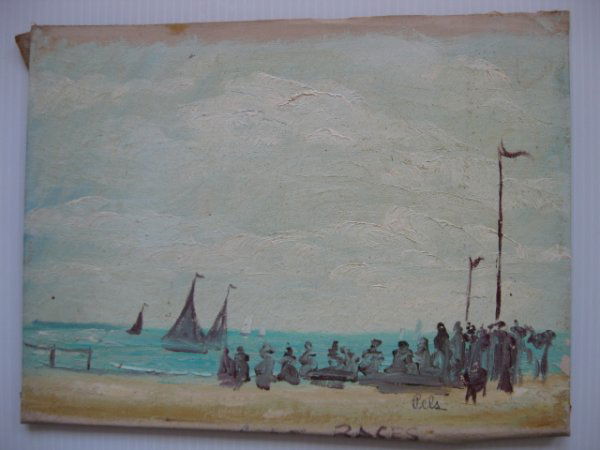 Albert Pels oil: Albert Pels- ''Boat Races''- oil on canvas laid on cardboard, signed lower right. 8 1/2 x 12''