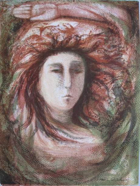 Tony Rabel lithograph: Tony Rabel- Portrait of A Lady- lithograph in colors, signed and numbered 164/275 in pencil, very good condition. 24 x 18''