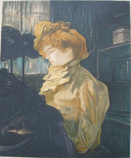 Marcel Salinas lithograph: Marcel Salinas- ''La Modiste''- lithograph in colors, after Toulouse-Lautrec, signed and numbered 284/1500, as published by The Collector's Guild. 20 x 16 1/2''