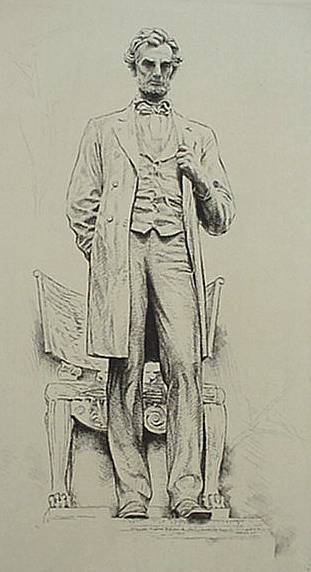 Otto Schneider etchings: Otto Schneider- ''St. Gaudens- Lincoln''; Portrait of Theodore Roosevelt- 2 etchings, 1911, both signed in pencil, light struck. 11 1/2 x 6''; 16 x 12''