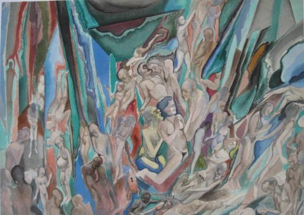 John Stanley watercolor: John Stanley- Untitled- watercolor on paper, 1967, signed and dated, very good condition. 17 1/2 x 25''