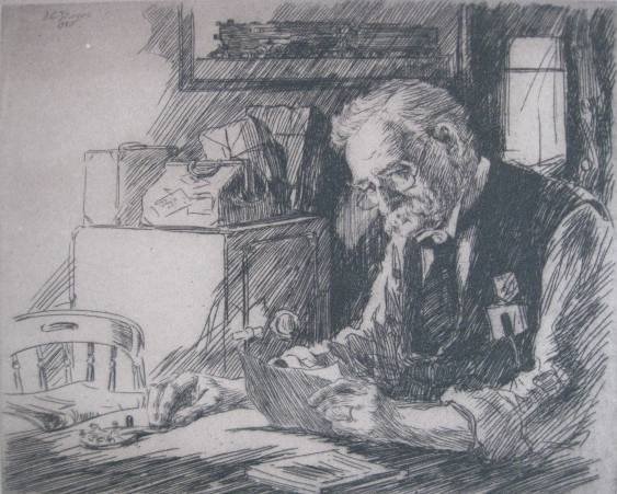 Dwight Sturges 1 drypoint and 1 etching: Dwight C. Sturges- Children at The Beach; Man Telegraphing- 1 drypoint and 1 etching, both signed in pencil, very good condition. 6 3/4 x 6''; 8 x 10''