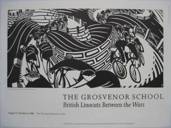 after Lill Tschudi lithographic poster: after Lill Tschudi- ''The Grosvenor School / British Linocuts Between The Wars''- lithographic poster, 1988, Cleveland Museum of Art. 16 x 21 3/4''