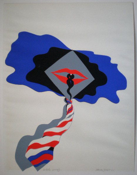 Allen Jones silkscreen: Allen Jones- "Self" (Lloyd 28)- silkscreen in colors, 1965, signed, dated and inscribed 'artist's proof' in pencil. edition fo 225, printed by Chirion Press, NY. Published by Tanglewood Press, LA, fro