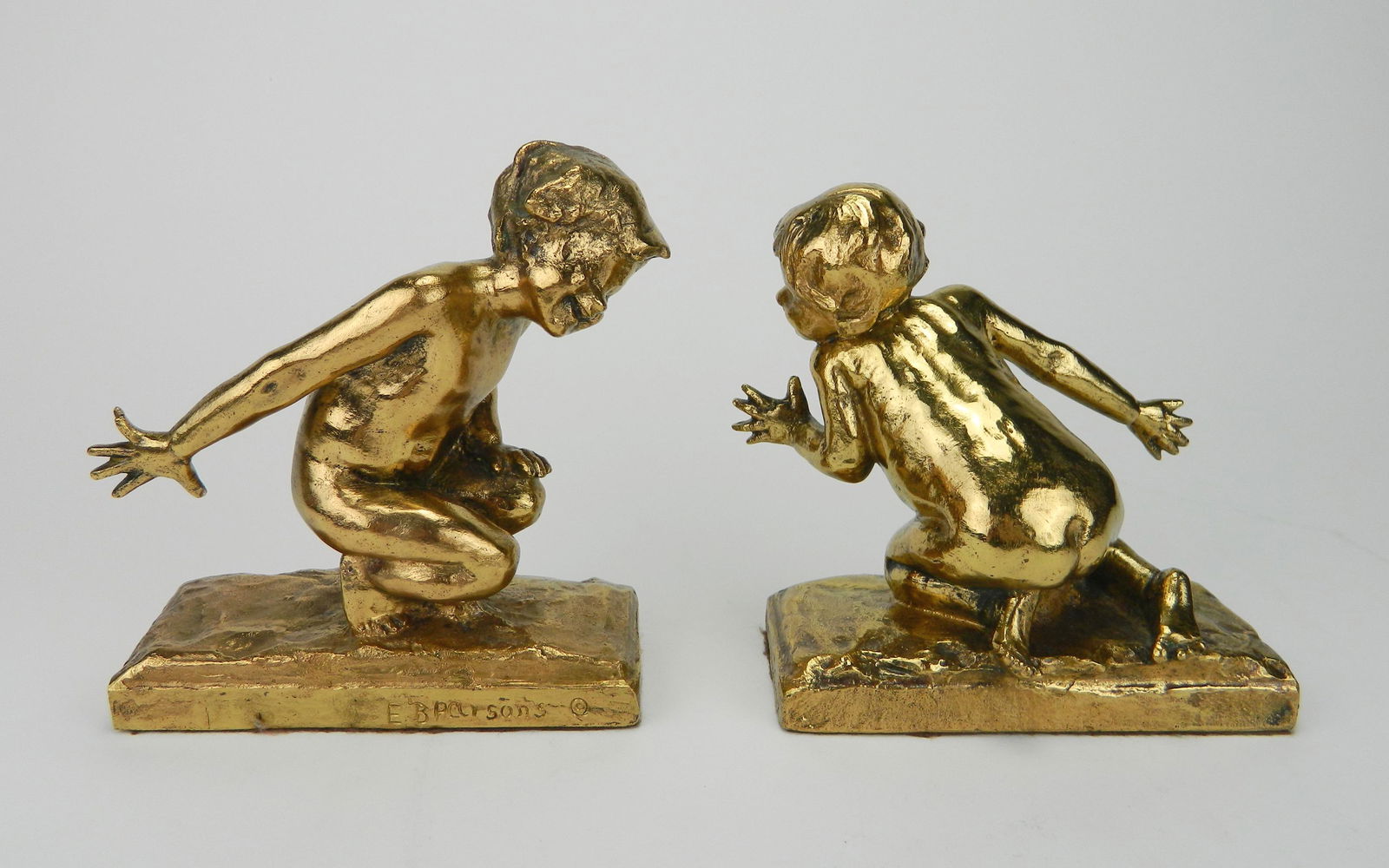Pair of Edith B. Parsons bronze bookends (1 of 7)