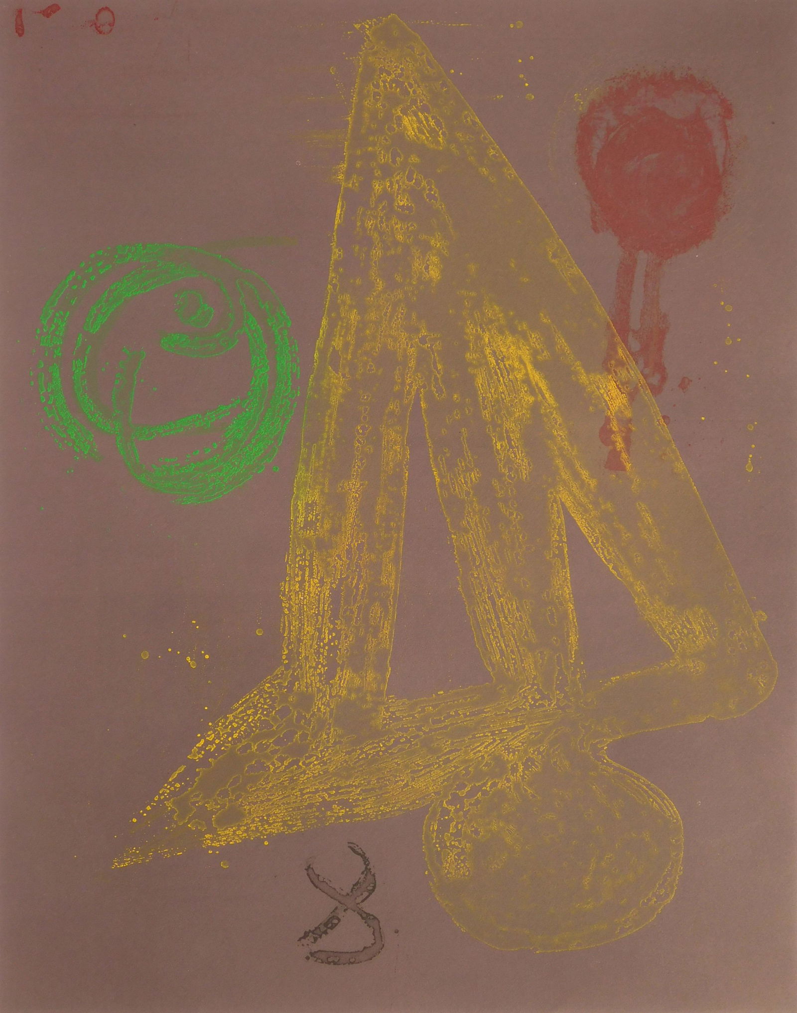 John Hoyland etching and aquatint: John Hoyland (American 1934-2011)- ''The Sorcerer''- etching and aquatint, 1989, signed, dated and numbered 3/30 in pencil, very good condition. 25 x 19 5/8'' Provenance: A Cleveland area non-profit A