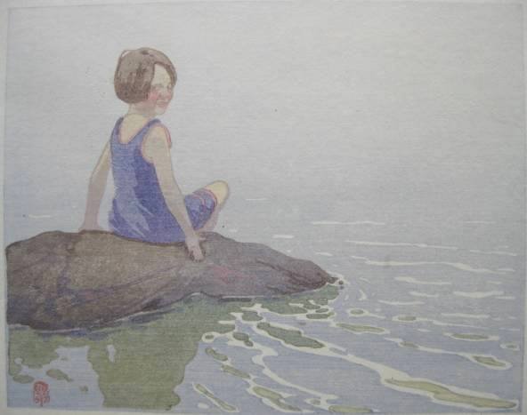 Walter Philips woodcut: Walter Philips (Canadian 1884-1963)- ''Summer'' (Loates 79)- woodcut in colors, 1925, signed in pencil, very good condition. 5 3/8 x 6 7/8'' 13.7 x 17.5 cm