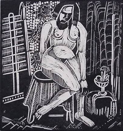 Clara Deike linocut: Clara L. Deike (American 1881-1964)- ''Nude I''- linocut, signed, titled and numbered 4/20 in pencil, very good condition. 9 x 8 1/2'' 22.9 x 21.6cm