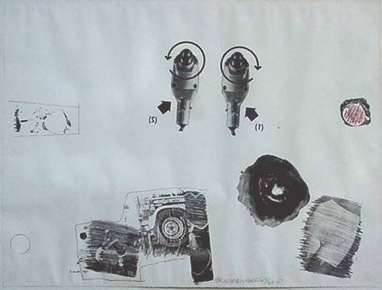 Robert Rauschenberg lithograph: Robert Rauschenberg (American 1925-2008)- ''Test Stone #5'' (Foster 44)- lithograph in colors, 1967, signed, dated and numbered 7/30 in pencil, minor foxing throughout, some staining at corners. 25 x