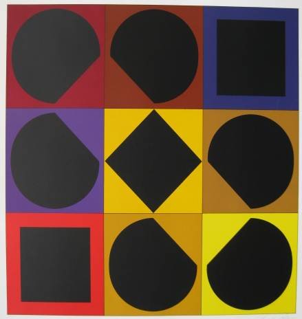 Victor Vasarely silkscreen: Victor Vasarely (Hungarian 1908-1997)- ''Topaz''- silkscreen in colors, ca. 1965, signed and numbered 89/150 in pencil, some very minor scuffs to surface, otherwise very good condition. 27 1/8 x 25 5/