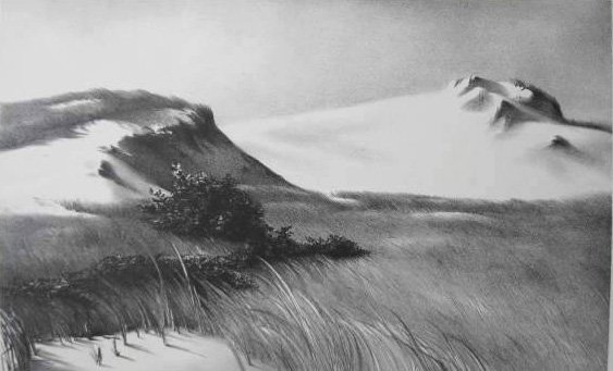 Stow Wengenroth lithograph: Stow Wengenroth- ''Way of the Wind'' (Stuckey 214)- lithograph, 1953, signed and annotated 'Ed./50' in pencil, very good condition. 11 x 17 7/8'' 27.9 x 45.4 cm