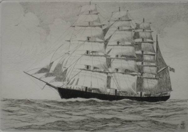 Charles J. A. Wilson- 6 etchings: Charles J. A. Wilson- ''Great Republic'', ''Drifting'', ''Falmouth for Orders''; ''Surprise''; ''Ann McKim of Baltimore, 1st American Clipper'' and ''Mayflower''- 6 etchings, all signed and titled in 