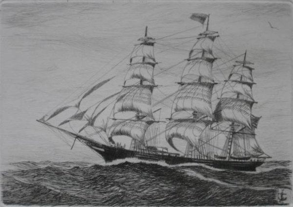 Charles J. A. Wilson- 5 etchings: Charles J. A. Wilson- ''Surprise''; ''Blue Nose''; ''Enterprise'', ''Topsail Schooner'' and ''Lumberman''- 5 etchings, all signed and titled in pencil, some slightly light struck and minor soiling, va